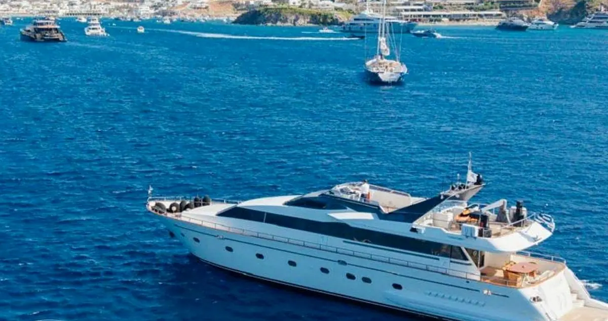 Falcon 92 private yacht charter Mykonos