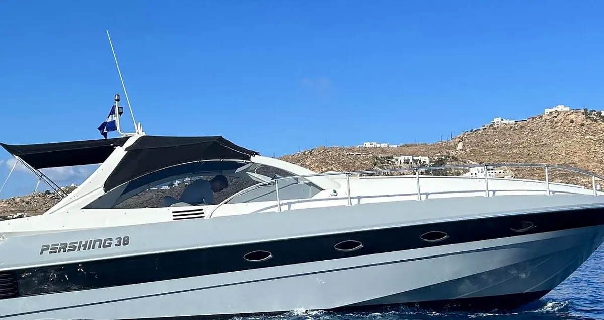 Pershing 38 private yacht charter Mykonos